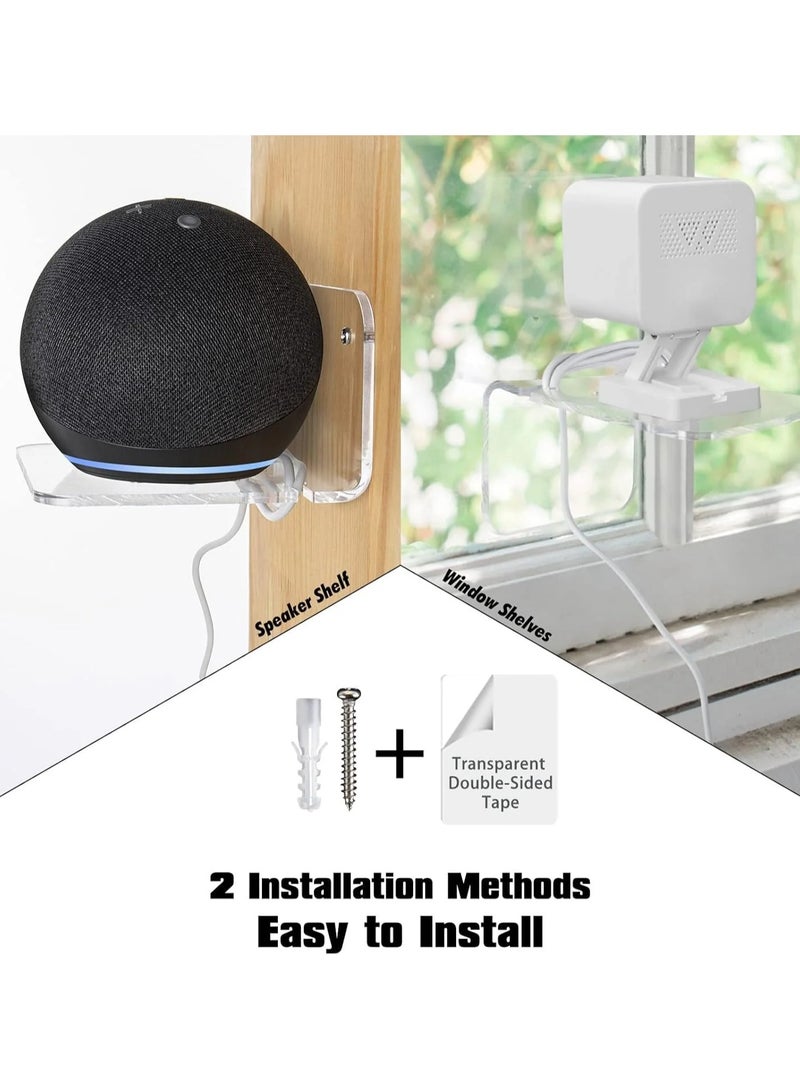 Eworld Acrylic Floating Wall Shelves with Cable Clip, Easy Installation Display Shelves for Plants, Speakers, Security Cameras, and Baby Monitors, Available in Packs of 3, 6, 9, and 12 - Image 3