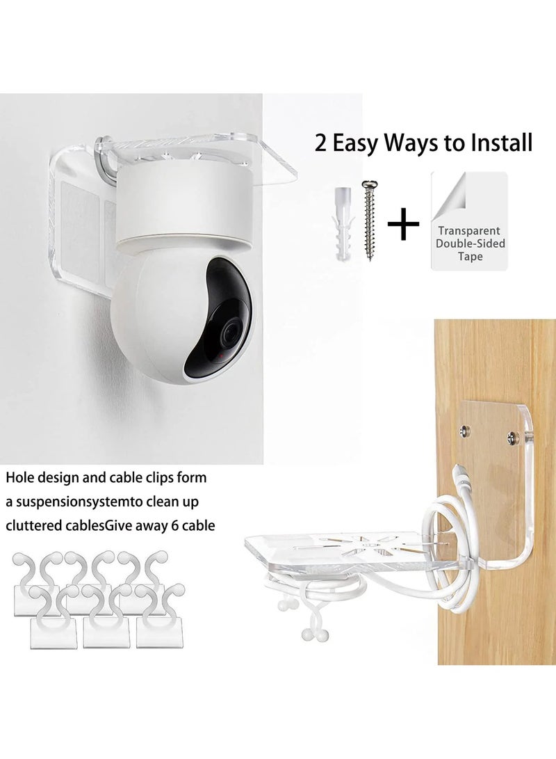 Eworld Acrylic Floating Wall Shelves with Cable Clip, Easy Installation Display Shelves for Plants, Speakers, Security Cameras, and Baby Monitors, Available in Packs of 3, 6, 9, and 12 - Image 2