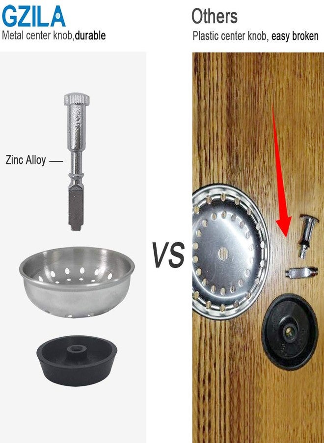 GZILA 2 PCS Kitchen Sink Drain Strainer Replacement for 3-1/2 Inch Standard Drain, Basket Rubber Stopper, 304 Stainless Steel Brushed Nickel Metal Knob - Image 4