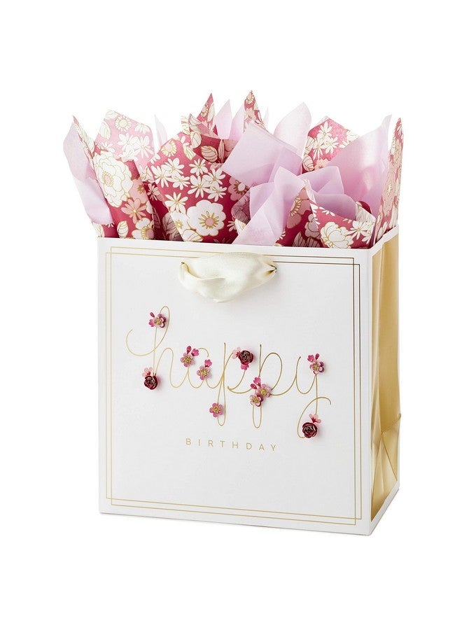 Hallmark Signature 7" Medium Birthday Gift Bag with Tissue Paper (Pink Flowers) - Image 5