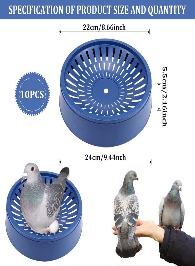 YOLUFER 10 Pcs Plastic Pigeon Nest Bird Nest Bowls Pigeon Nest Bowl Breeding Hatching Nest for Pigeons Quails Breeding Hatching (Blue1) - Image 2