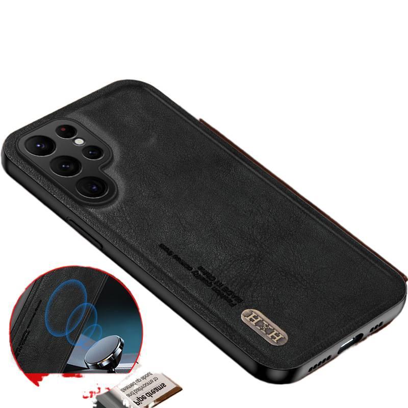 Protective Case | Drop Protection | Matte Finish | Black | Leather Texture | Shockproof Cover for Samsung Galaxy A54 - Image 1
