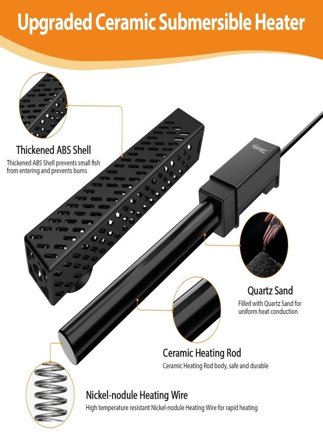 hygger Upgrade Ceramic Aquarium Heater, 200W Digital Fish Tank Heater with Automatic Power-Off and Over-Temperature Protection, Energy Saving Submersible Aquarium Heater for Freshwater and Saltwater - Image 3