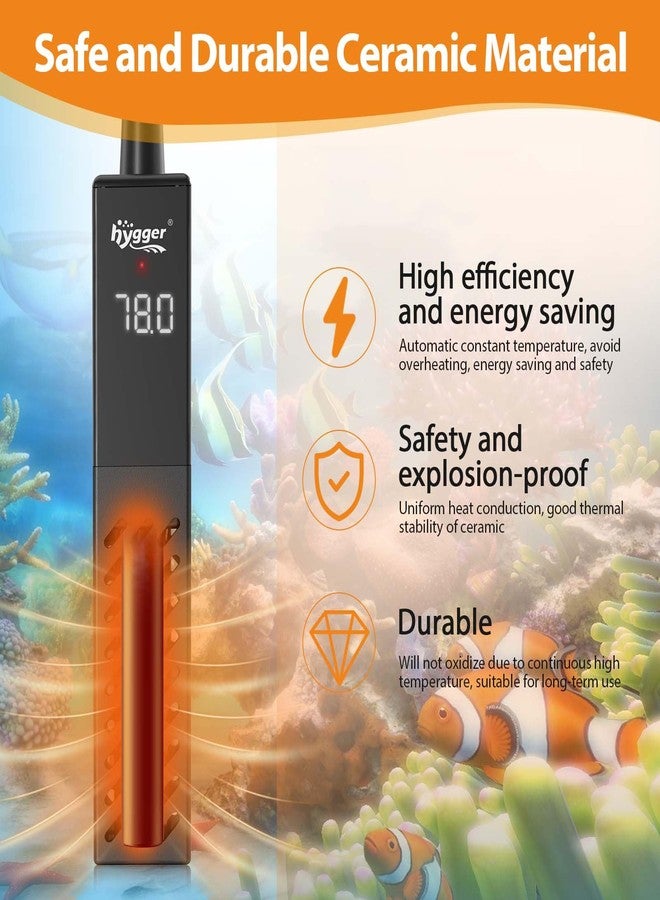 hygger Upgrade Ceramic Aquarium Heater, 200W Digital Fish Tank Heater with Automatic Power-Off and Over-Temperature Protection, Energy Saving Submersible Aquarium Heater for Freshwater and Saltwater - Image 5