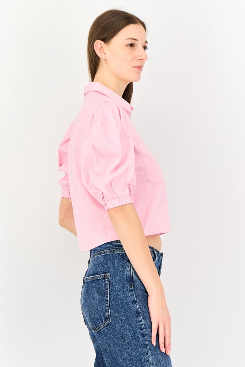 Levi's قميص نسائي بأكمام طويلة وياقة منتشرة، وردي - Image 2