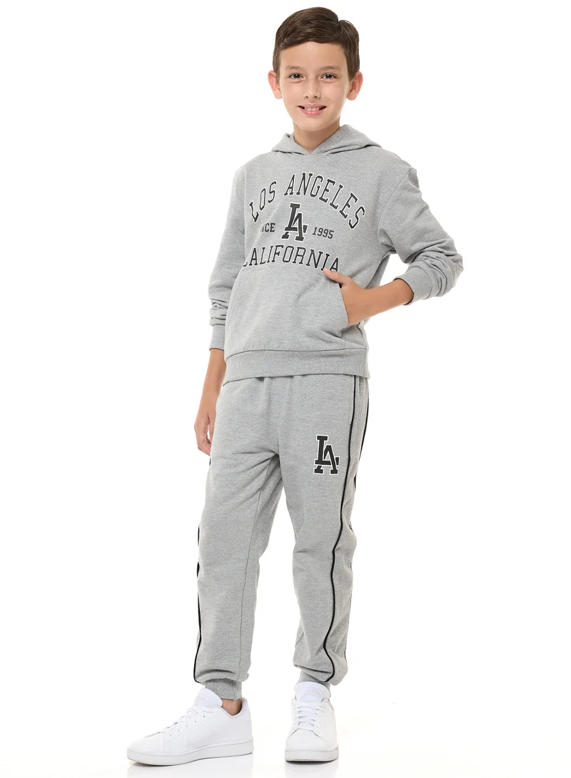 victor and jane Boys and Girls' Relaxed Fit 2-Piece Hoodie and Jogger Set (8-14 yrs) Grey