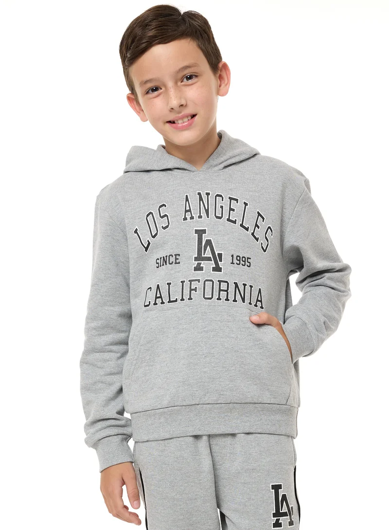 victor and jane Boys and Girls' Relaxed Fit 2-Piece Hoodie and Jogger Set (8-14 yrs) Grey