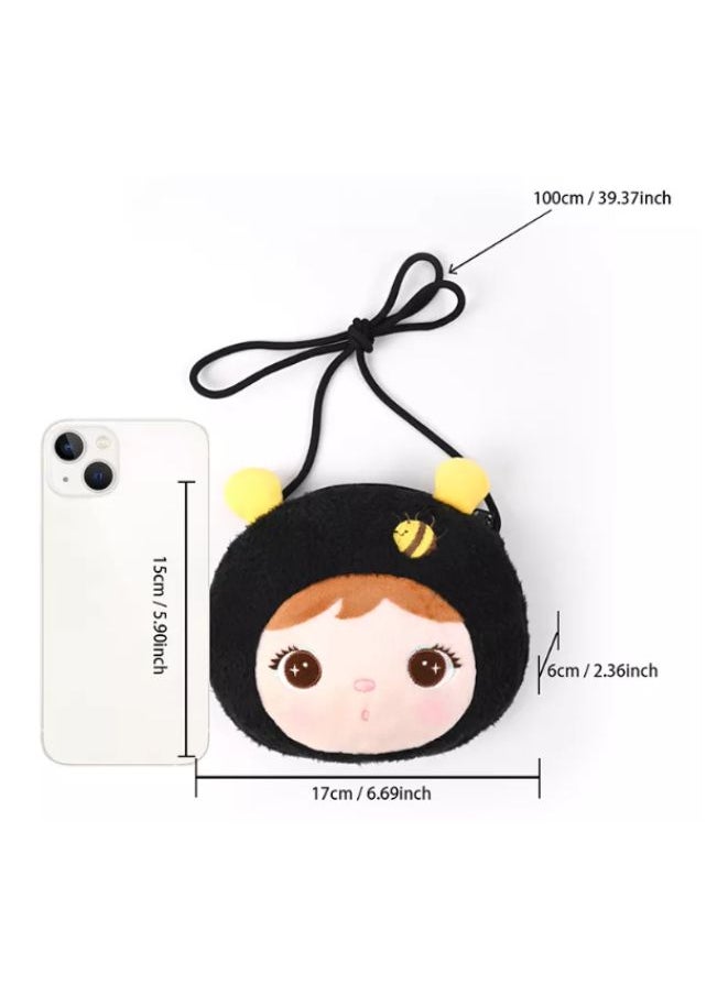 Metoo Cute Little Baby Plush Shoulder Bags Wallets For Girls Plush Shoulder Bags with Strap for Kids Coin Purses Cute Princess Handbags Kids Accessories for Girls Black  - Image 3
