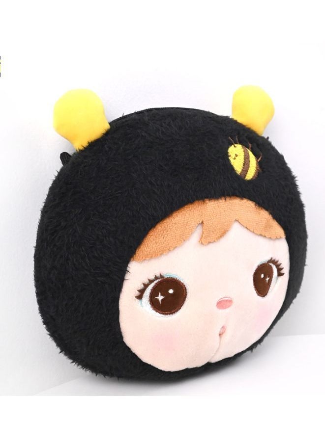 Metoo Cute Little Baby Plush Shoulder Bags Wallets For Girls Plush Shoulder Bags with Strap for Kids Coin Purses Cute Princess Handbags Kids Accessories for Girls Black  - Image 2