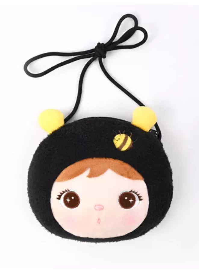 Metoo Cute Little Baby Plush Shoulder Bags Wallets For Girls Plush Shoulder Bags with Strap for Kids Coin Purses Cute Princess Handbags Kids Accessories for Girls Black  - Image 1
