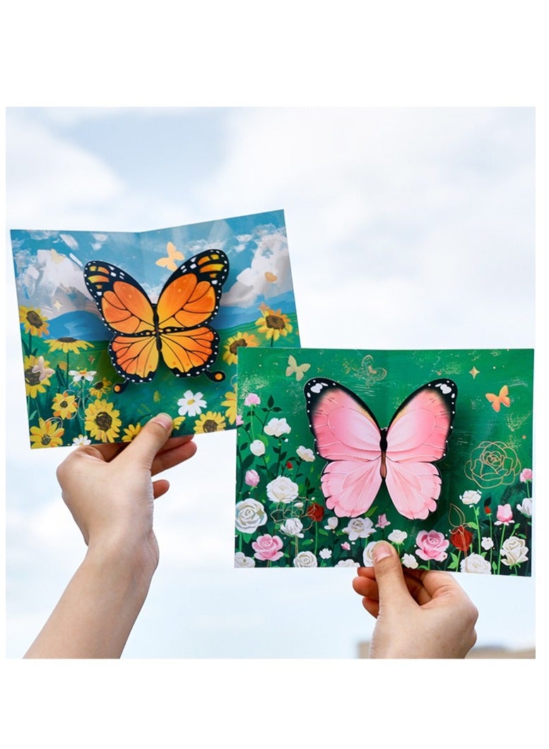 Four Different 3D Butterfly Gold-Stamped Blessing Cards - Image 3