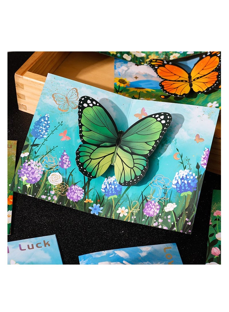 Four Different 3D Butterfly Gold-Stamped Blessing Cards - Image 2