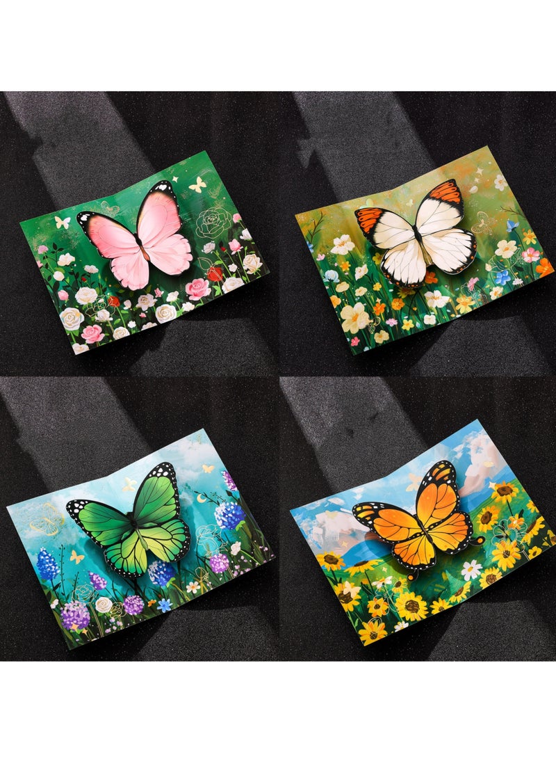Four Different 3D Butterfly Gold-Stamped Blessing Cards - Image 1