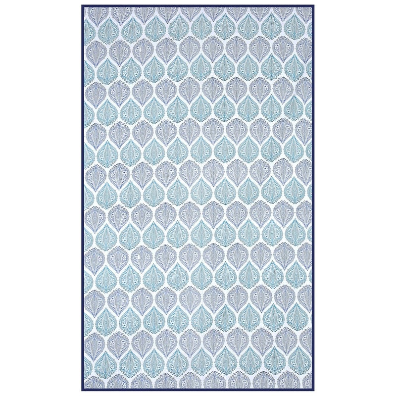 Texstylers 200 TC Floral Jaipuri Print Pure Cotton 6 Seater Table Cloth Cover Blue WhiteRectangular Pack of 1 - Image 3
