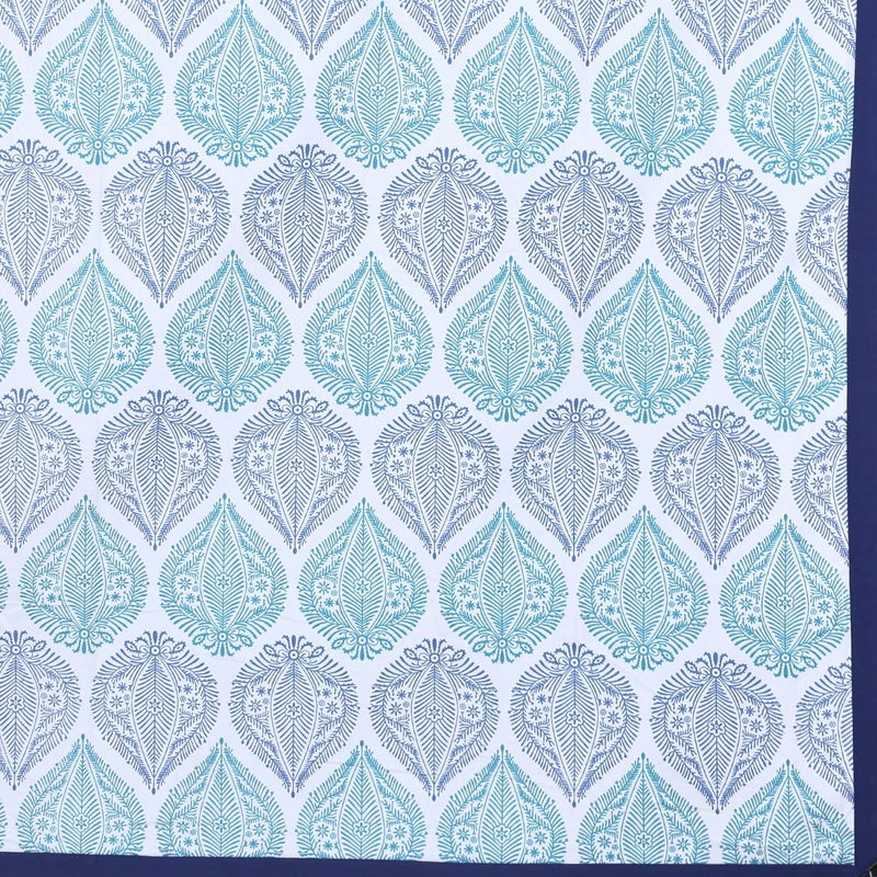 Texstylers 200 TC Floral Jaipuri Print Pure Cotton 6 Seater Table Cloth Cover Blue WhiteRectangular Pack of 1 - Image 5
