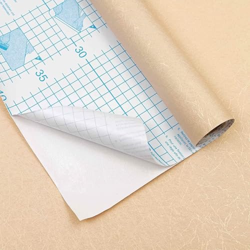 Abyssaly Gold Beige Wallpaper Peel and Stick 15.7" x 118" Removable Embossed Self Adhesive Silk Texture Wallpaper Cabinet Furniture Countertop Shelf Liner Wall Paper - Image 2