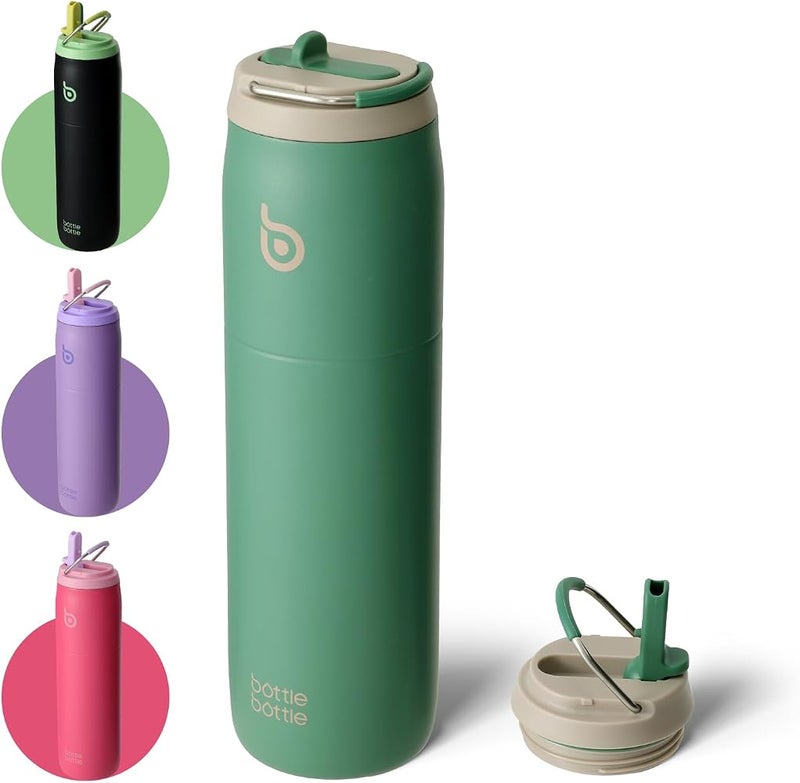 bottle bottle bottlebottle BOTTLE BOTTLE Stainless Steel Water Bottle with Straw Lid and Handle 32 oz Vacuum Insulated Water Bottle for Sports Travel Gym Hiking, Leak-Proof Wide Mouth Water Bottles for Men,forests - Image 1