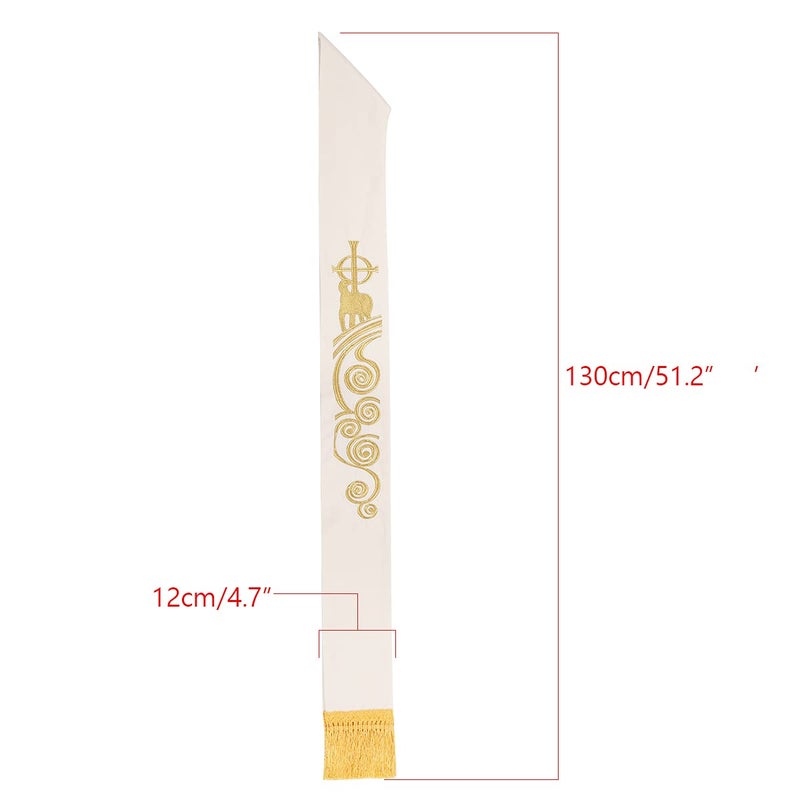 BLESSUME Chasuble Stole Vestments Holy Lamb Embroidery Stole - Image 2