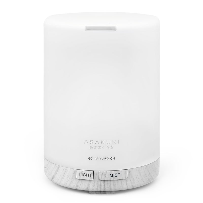 ASAKUKI 300ML Essential Oil Diffuser, Quiet 5-in-1 Premium Humidifier, Home Fragrance Aroma Diffuser with 7 LED Color Changing Light and Auto-Off Switch -White - Image 1