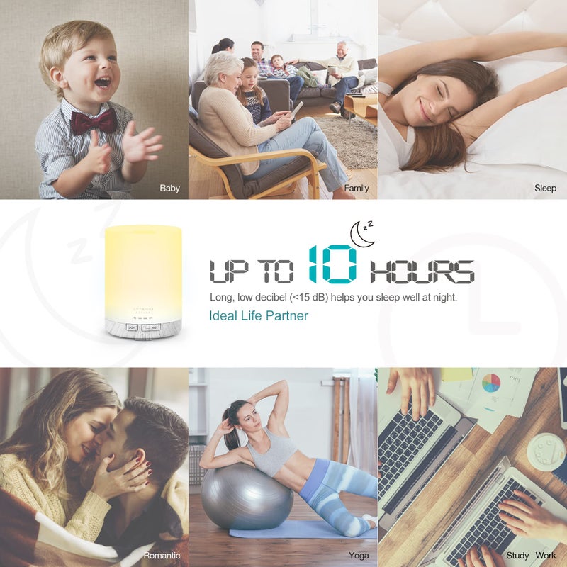 ASAKUKI 300ML Essential Oil Diffuser, Quiet 5-in-1 Premium Humidifier, Home Fragrance Aroma Diffuser with 7 LED Color Changing Light and Auto-Off Switch -White - Image 3