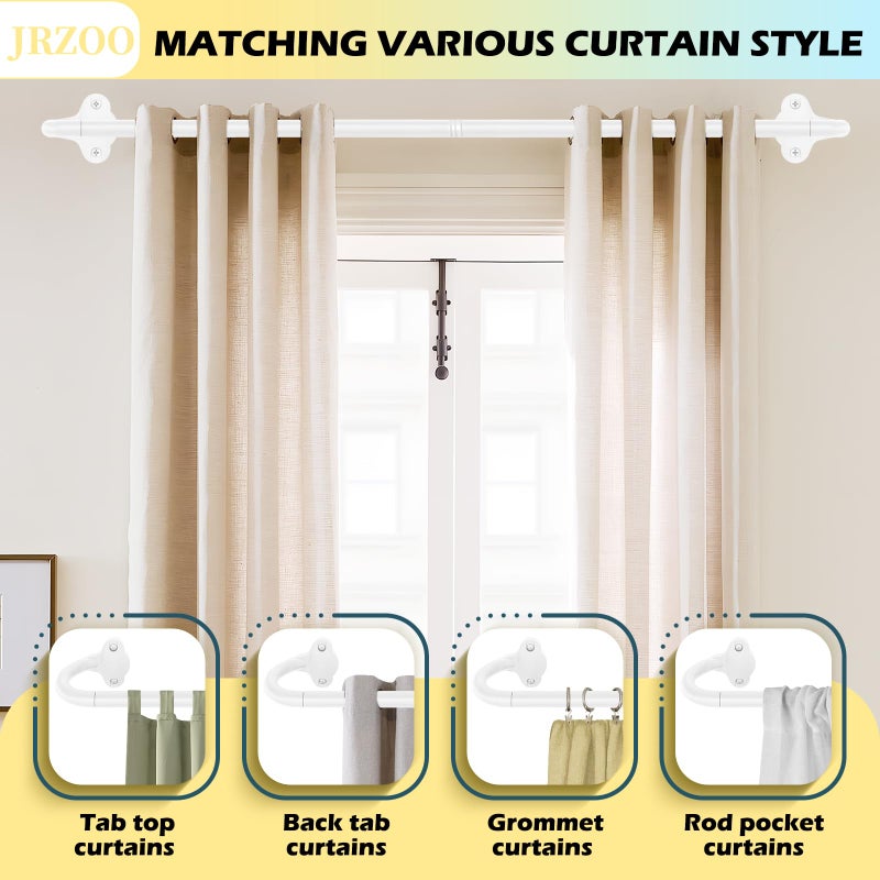 JRZOO Wrap Around Blackout Curtain Rod 30-45 Inch (2.5-3.75 Ft), 5/8" Adjustable Curved Window Rod for Room Darkening, Modern Single Drapery Rod for Bedroom Windows, White - Image 2