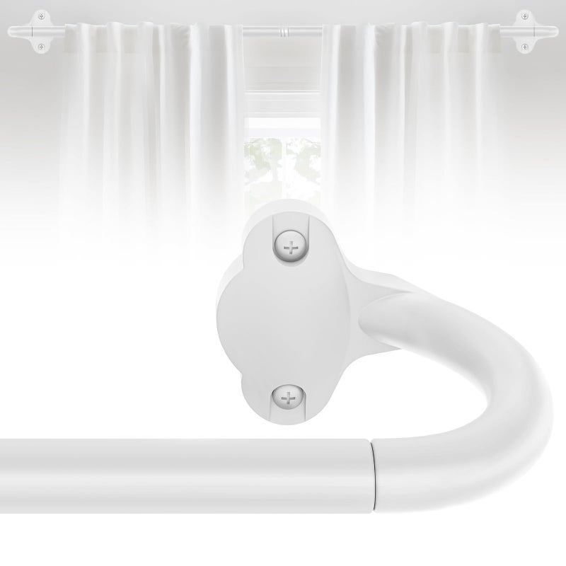 JRZOO Wrap Around Blackout Curtain Rod 30-45 Inch (2.5-3.75 Ft), 5/8" Adjustable Curved Window Rod for Room Darkening, Modern Single Drapery Rod for Bedroom Windows, White - Image 1