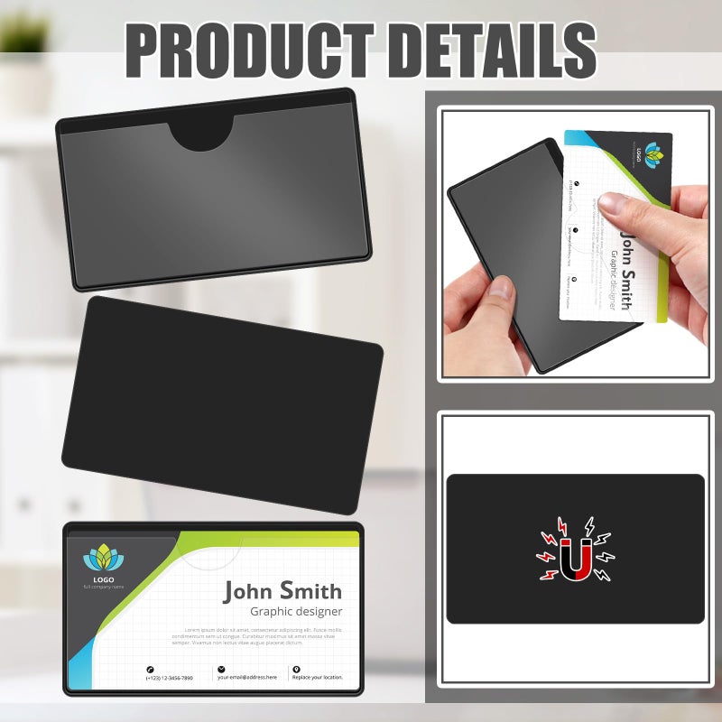 Gilprop 30 Pcs Magnetic Label Holders Pallet Rack 4 x 2.4 Inch Magnetic Labels for Shelving Clear Business Card Holders with Magnet File Cabinet Holder Magnet for Whiteboard Bins Office Gift(Black) - Image 3