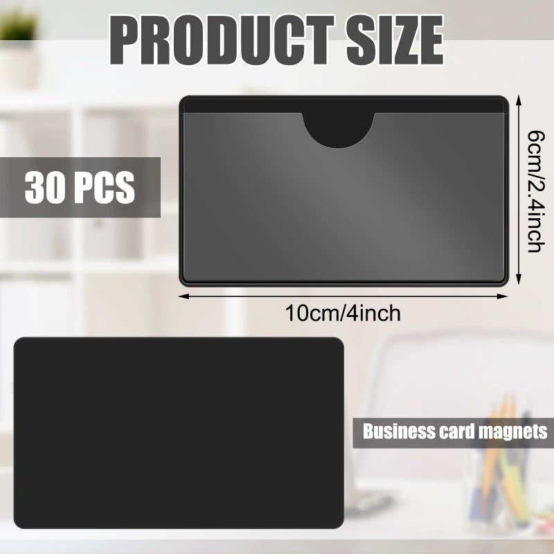 Gilprop 30 Pcs Magnetic Label Holders Pallet Rack 4 x 2.4 Inch Magnetic Labels for Shelving Clear Business Card Holders with Magnet File Cabinet Holder Magnet for Whiteboard Bins Office Gift(Black) - Image 2