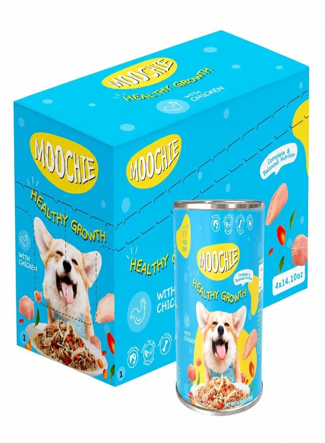 Moochie موتشي طعام رطب صحي للجراء - دجاج وكبد بقري - خالٍ من الحبوب - بدون نكهات صناعية أو مواد حافظة - 4 علب × 14.10 أونصة - Image 1