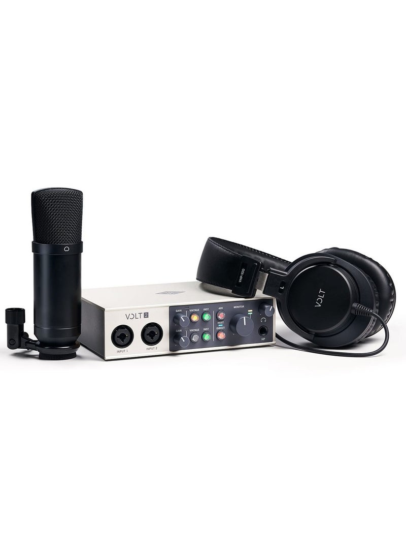 2-in/2-out USB-C Audio Interface with 2 Preamps, 24-bit/192kHz AD/DA, MIDI I/O, Large-diaphragm Condenser Microphone, Headphones, and Software Bundle - Mac/PC/iOS