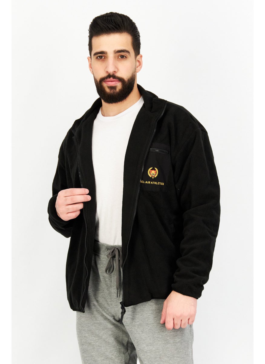 Bel-Air Athletics - Men Sportswear Fit Long Sleeve Brand Logo Sweatshirt, Black - Image 1