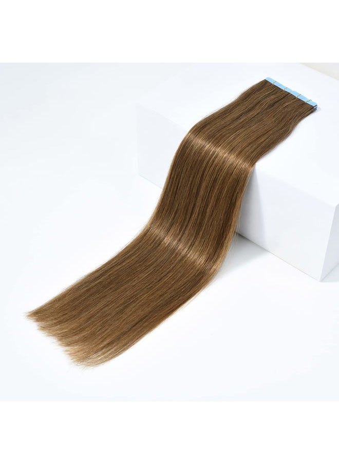 Rose bud ROSEBUD Tape in Hair Extensions REMY Human Hair, Secure Skin Weft Hair Extensions Seamless 50g/Pack 20Pcs 20 Inch Light Brown  - Image 2