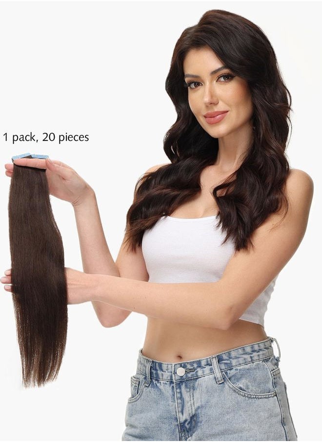 Rose bud ROSEBUD Tape in Hair Extensions REMY Human Hair, Secure Skin Weft Hair Extensions Seamless 50g/Pack 20Pcs 20 Inch Light Brown  - Image 5