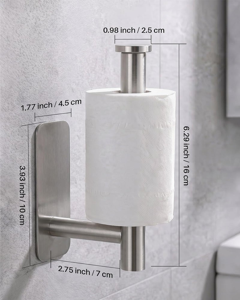 Proxima Direct 2 Pack Adhesive Toilet Paper Holder Rustproof 304 Stainless Steel Kitchen Roll Holder Peel and Stick for Washroom Home (Silver) - Image 2