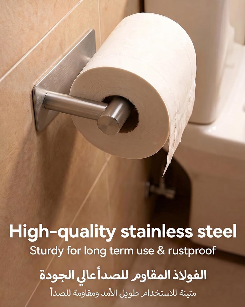 Proxima Direct 2 Pack Adhesive Toilet Paper Holder Rustproof 304 Stainless Steel Kitchen Roll Holder Peel and Stick for Washroom Home (Silver) - Image 5