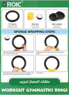 GROIC Gymnastic Rings, 1102 lbs Supported Gymnastic Rings Non-Slip Exercise Rings with 6.6ft Adjustable Straps, Strength Training, Pull-Ups and Dips for Gym, Workout, Exercise, Outdoor & Indoor Training  - Image 5
