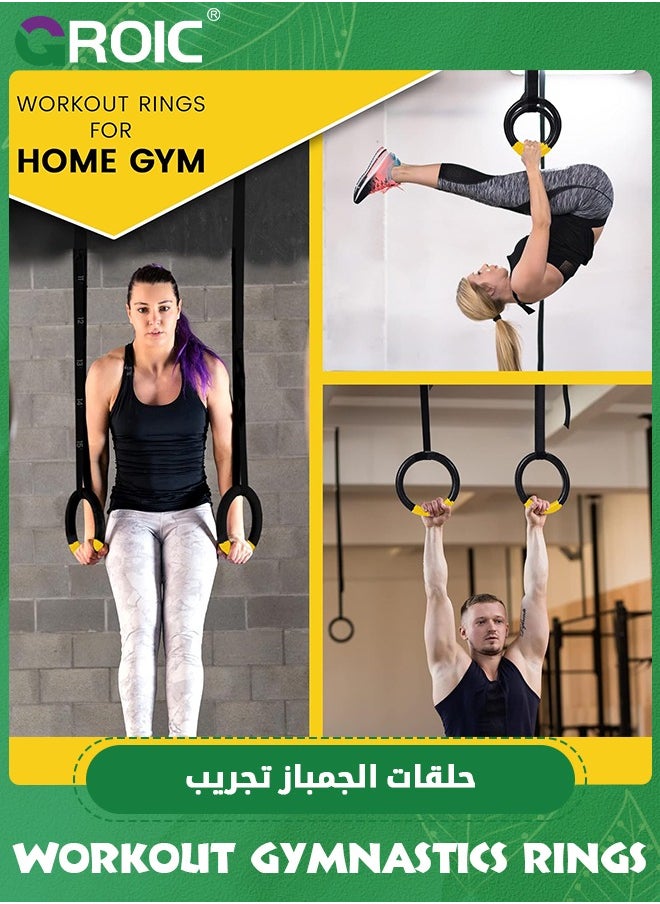 GROIC Gymnastic Rings, 1102 lbs Supported Gymnastic Rings Non-Slip Exercise Rings with 6.6ft Adjustable Straps, Strength Training, Pull-Ups and Dips for Gym, Workout, Exercise, Outdoor & Indoor Training  - Image 3