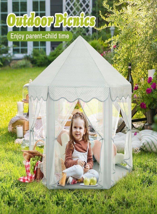 Monobeach Princess Tent Girls Celadon Large Playhouse Kids Castle Play Tent with Star Lights Gift Toy for Children Indoor and Outdoor Games, 55'' x 53'' (DxH) - Image 2