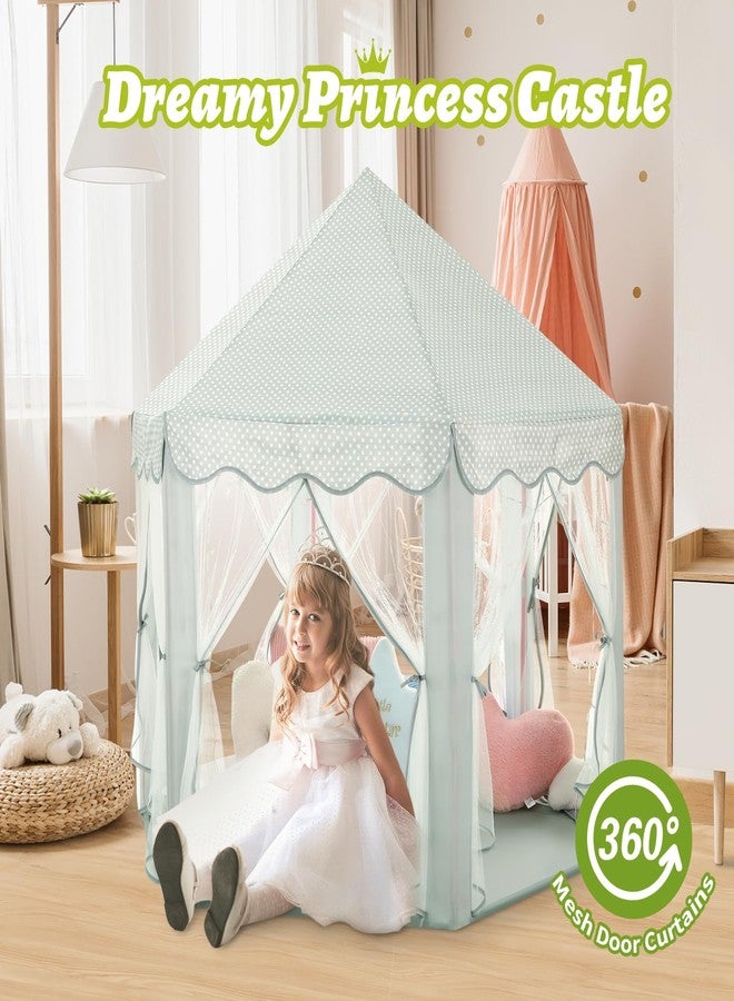 Monobeach Princess Tent Girls Celadon Large Playhouse Kids Castle Play Tent with Star Lights Gift Toy for Children Indoor and Outdoor Games, 55'' x 53'' (DxH) - Image 3