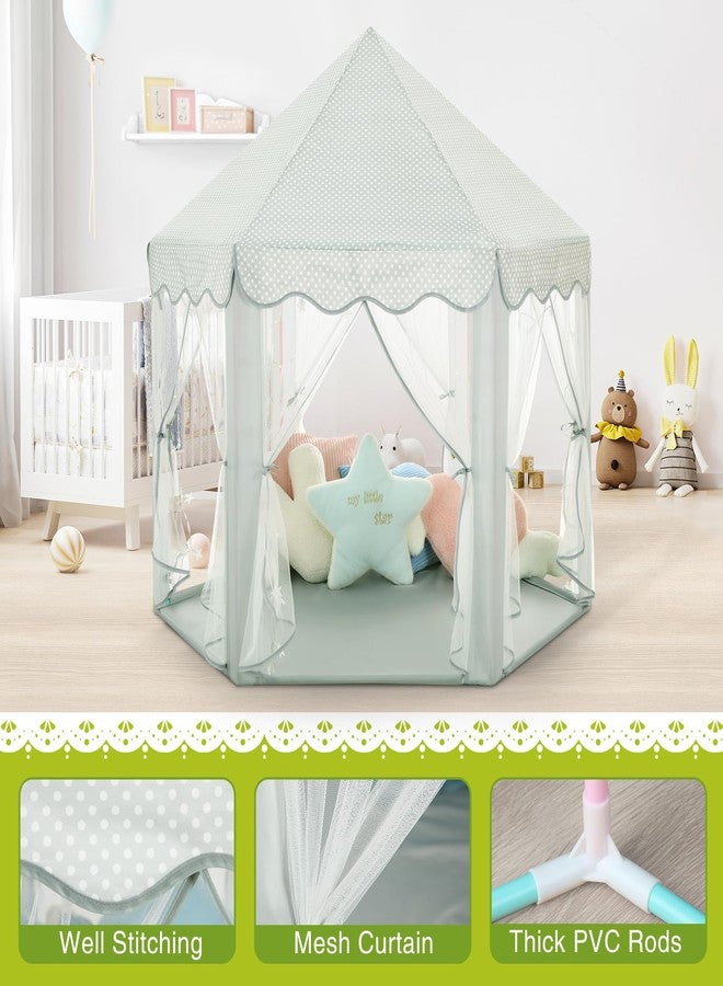Monobeach Princess Tent Girls Celadon Large Playhouse Kids Castle Play Tent with Star Lights Gift Toy for Children Indoor and Outdoor Games, 55'' x 53'' (DxH) - Image 5