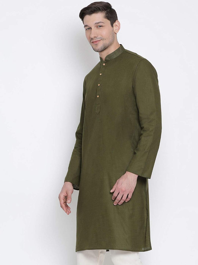 VASTRAMAY Men's Cotton Linen Kurta, Solid Design, Comfortable Fit for Casual, Ideal for Weddings, Parties, and Celebrations - Image 2