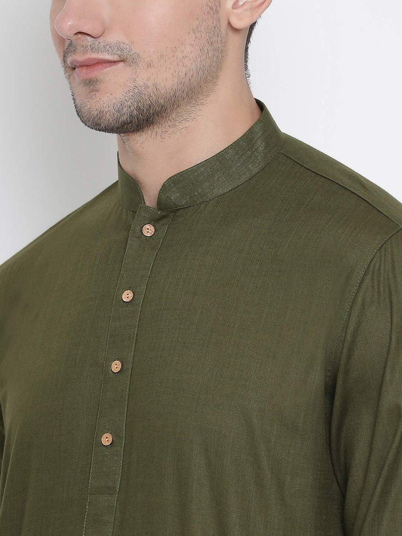 VASTRAMAY Men's Cotton Linen Kurta, Solid Design, Comfortable Fit for Casual, Ideal for Weddings, Parties, and Celebrations - Image 3