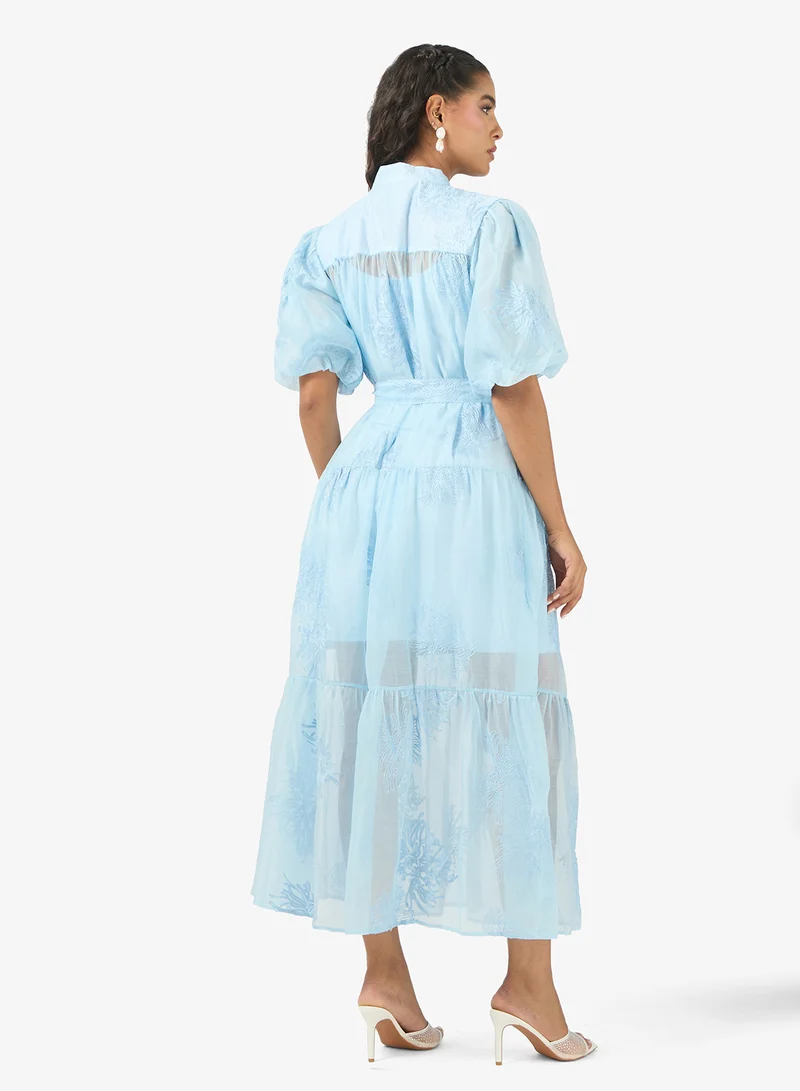 خزانة فستان قميص بأكمام منتفخة