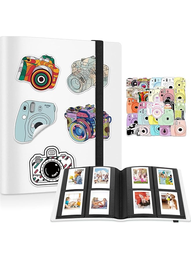 The Bros ألبوم صور مصغر بسعة 160 جيب لكاميرا فوجي فيلم إنستكس ميني، لكاميرا بولارويد سناب، لـ Z2300، لكاميرات سوشيال ماتيك الفورية وطابعة زيب الفورية و 50 ملصق ملون (أبيض) - Image 1