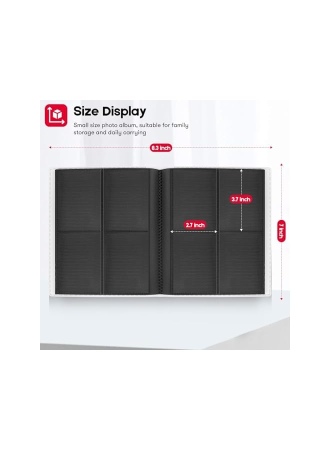 The Bros ألبوم صور مصغر بسعة 160 جيب لكاميرا فوجي فيلم إنستكس ميني، لكاميرا بولارويد سناب، لـ Z2300، لكاميرات سوشيال ماتيك الفورية وطابعة زيب الفورية و 50 ملصق ملون (أبيض) - Image 2