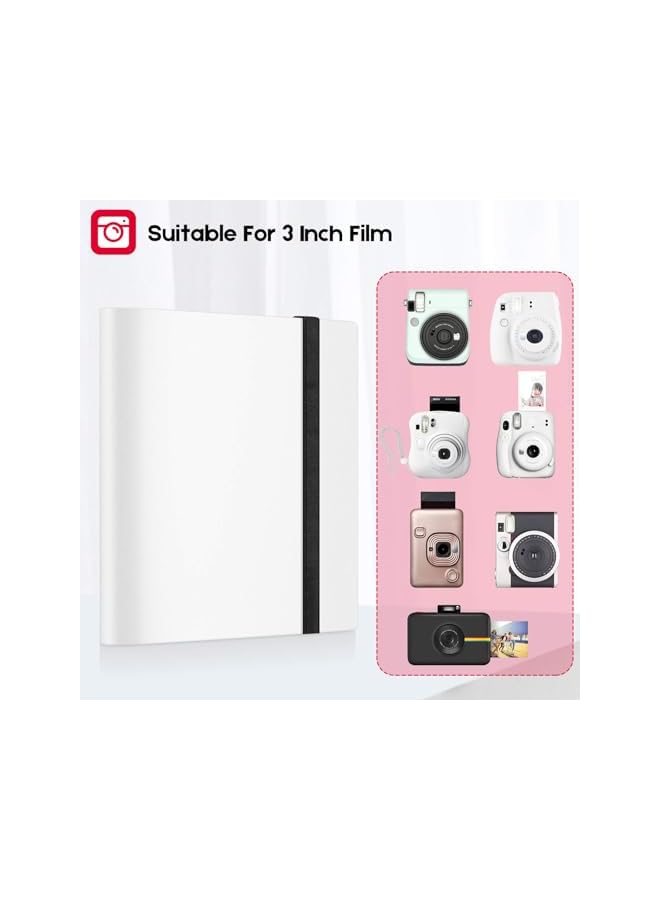 The Bros ألبوم صور مصغر بسعة 160 جيب لكاميرا فوجي فيلم إنستكس ميني، لكاميرا بولارويد سناب، لـ Z2300، لكاميرات سوشيال ماتيك الفورية وطابعة زيب الفورية و 50 ملصق ملون (أبيض) - Image 4