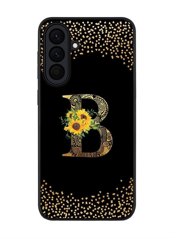 For Samsung Galaxy A57 Case,Slim fit Camera Protection, Shockproof Thin Phone cover  - Custom Floral Monogram - B ( Black )