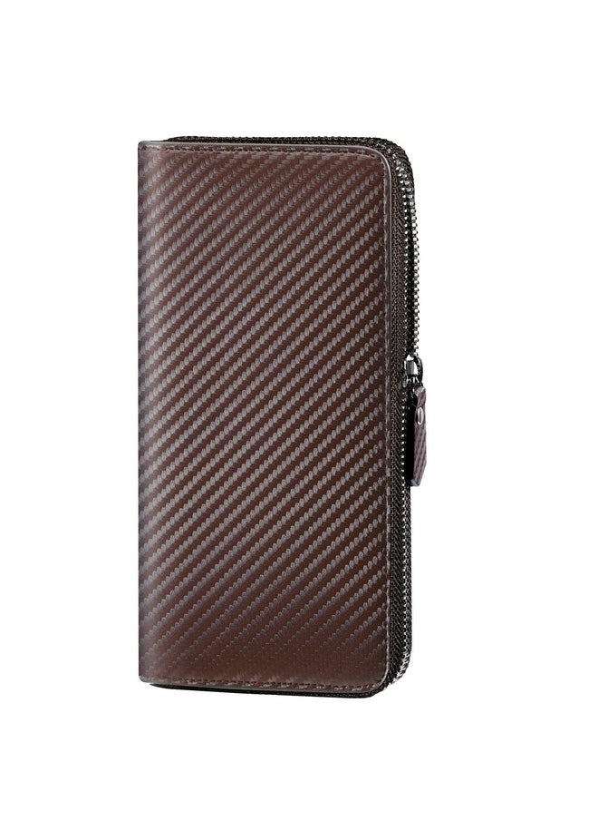 Large Wallets For Women Zip Around Ladies Clutch Long Wallets For Men Coffee Carbon - pzsku/Z8A1E7F350A3C5FDCE020Z/45/_/1714992726/1487e510-9150-4cb4-b325-2b103f53165d