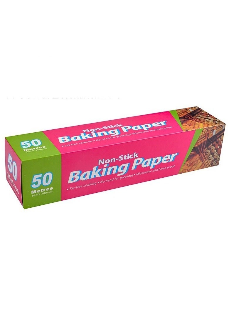 Baking silicone oil paper white 50*0.3m, air fryer paper special oil blotting roll paper, oven food mat tray, Eid gift dessert making, suitable for family gatherings, festive parties, kitchen and bakery  - Image 1