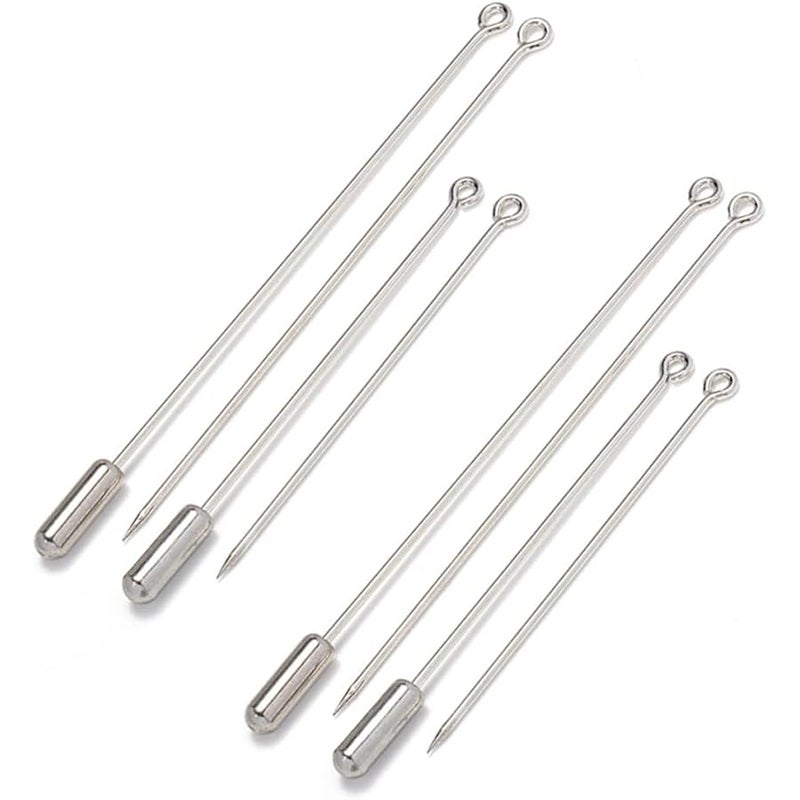 Aifeier ET Metal Brooch Stick Pins with Stopper Ends Safety Copper Long Needle Eye Pins for Men Women Suit Tie Hat Scarf DIY Jewelry Accessories, Silver 20pcs 50mm & 20pcs 70mm - Image 1